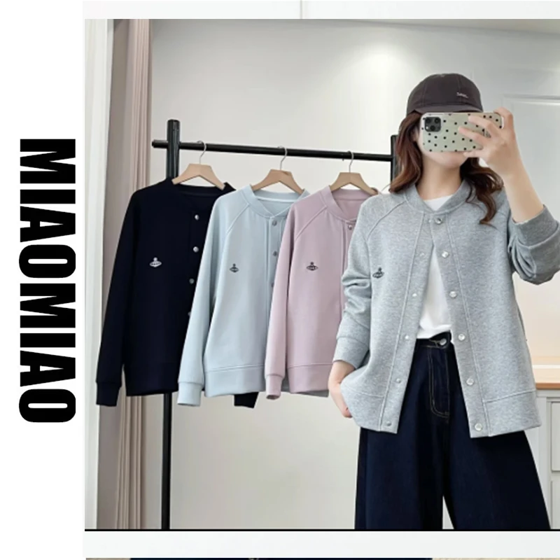 【大码】 8510大码秋季简约百搭宽松显瘦棒球服开衫外套女