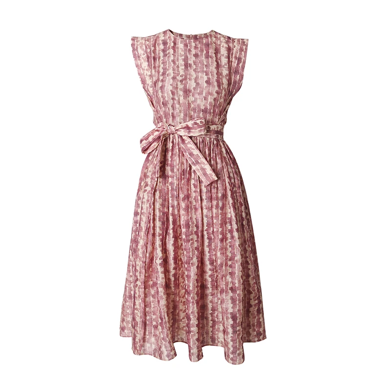 CELLENDI春日绽放繁花松弛时尚粉墨花系列连衣裙显瘦气质女士夏季