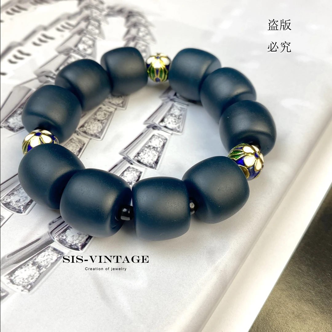 山渐青 卡18MM古法琉璃百搭小众手串
