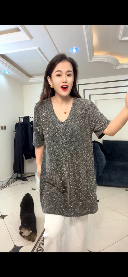 大码冰丝满钻短袖3761