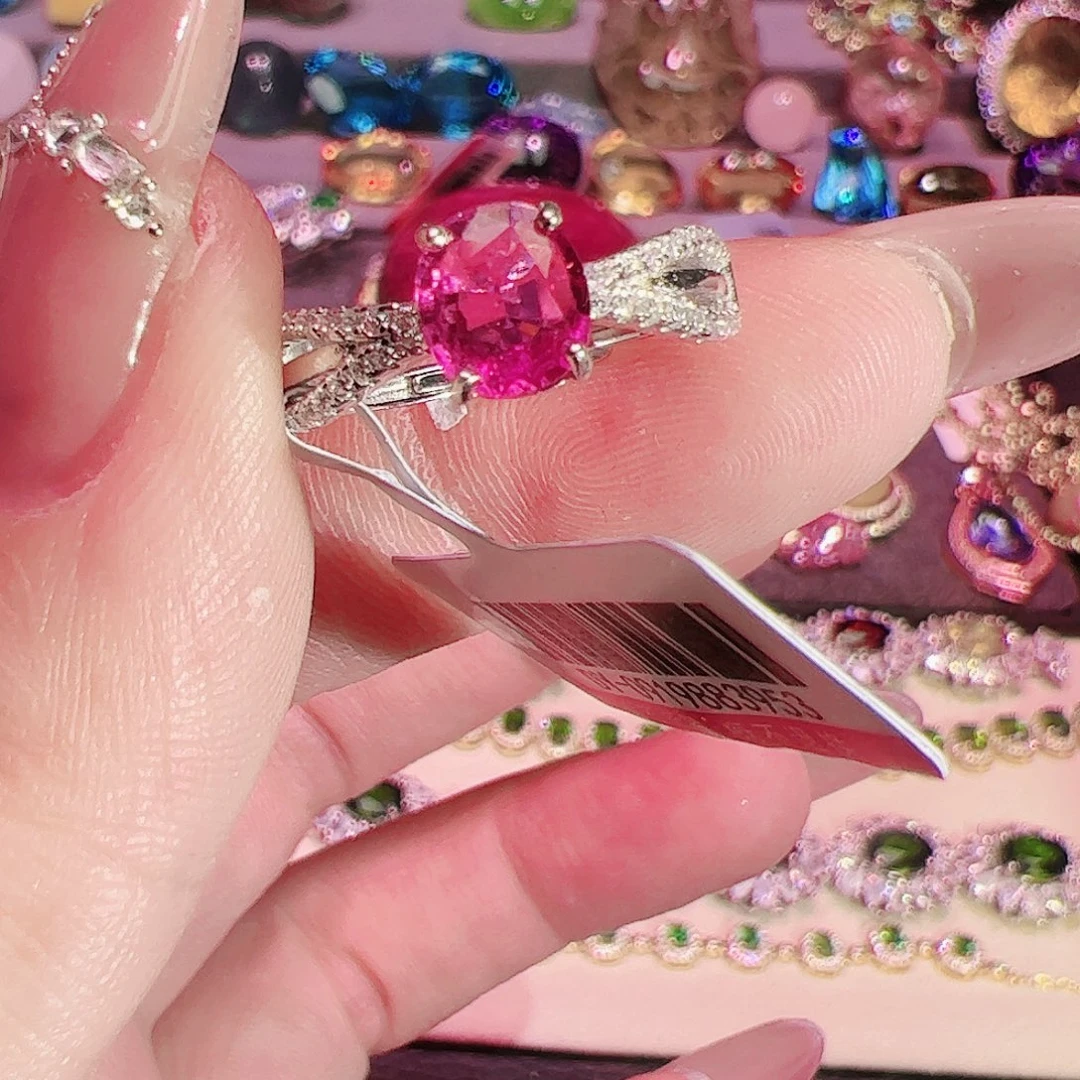 碧玺碧玺戒银S925镶嵌