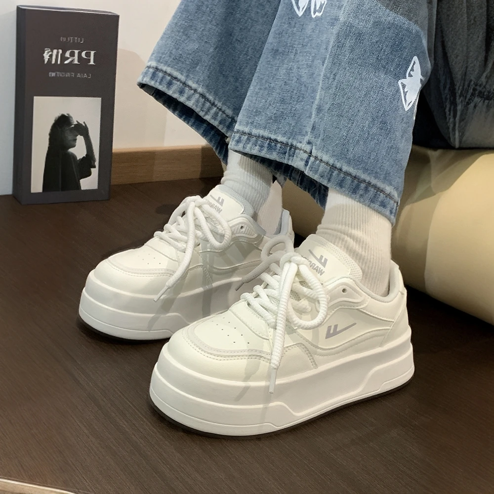 回力白色板鞋女新款2025春秋新款百搭透气松糕厚底小白鞋大头鞋子