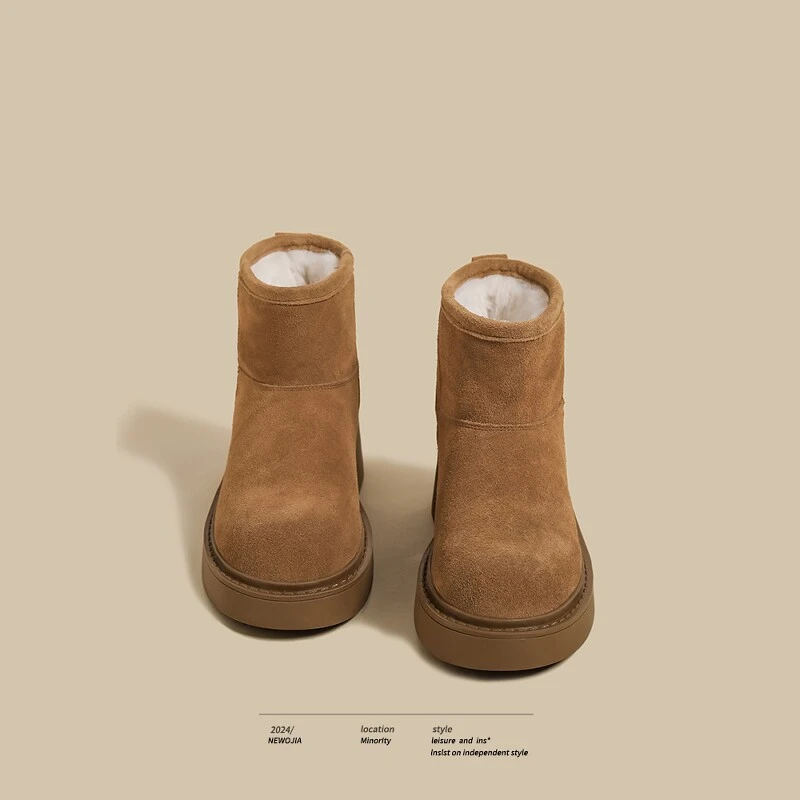 【DR官方正品】厚底雪地靴女秋冬季新款加绒棉鞋撑短筒复古英伦风