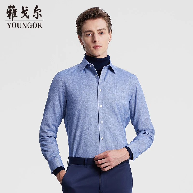 【可机洗100%澳洲羊毛内胆】雅戈尔秋冬男士商务休闲保暖衬衫129744