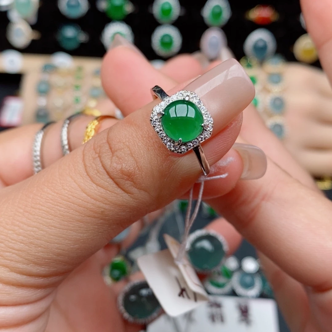 银S925镶嵌戒指翡翠