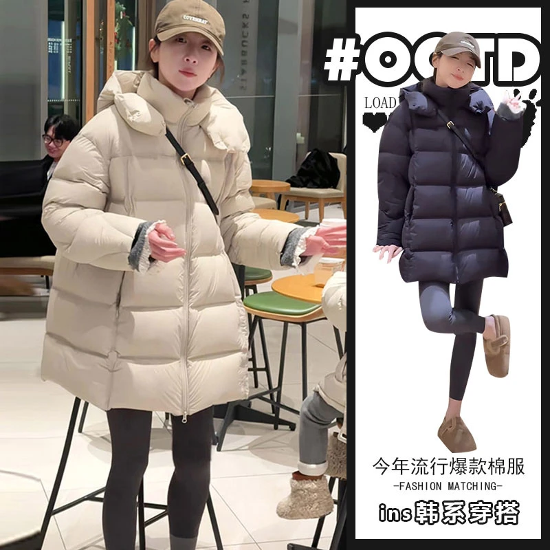 设计感连帽加厚棉服外套女装2025冬季新款小个子宽松面包服上衣潮