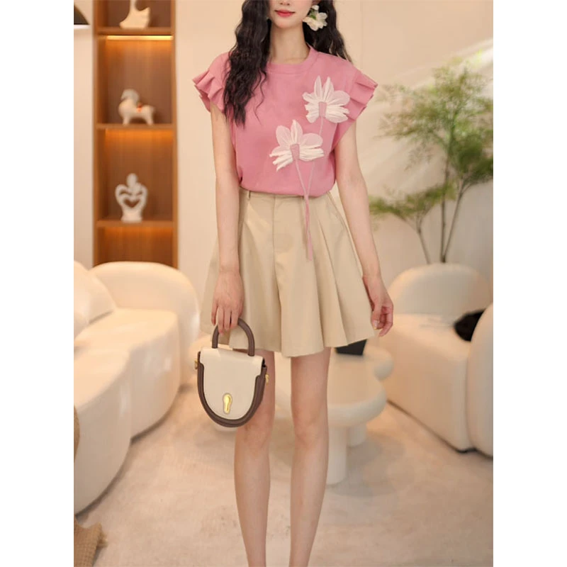 岚岚定制【黑糖玛奇朵】港风复古休闲短裤女高腰百搭裤子WE0624250