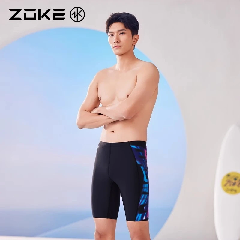 洲克男士泳裤五分专业游泳训练zoke大码速干防氯竞速学生防尴尬