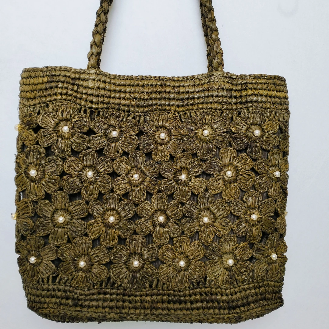 纯手工拉菲草时尚轻奢休闲单肩