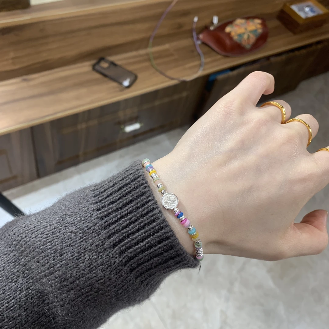 925银手链 阿腾莎银饰 哈哈镜手链 925银 原创设计蒙古元素多巴胺