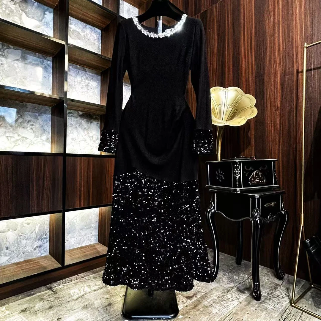 【黑天鹅】《薇薇》轻奢设计师款优雅气质修身时尚连衣裙-86103