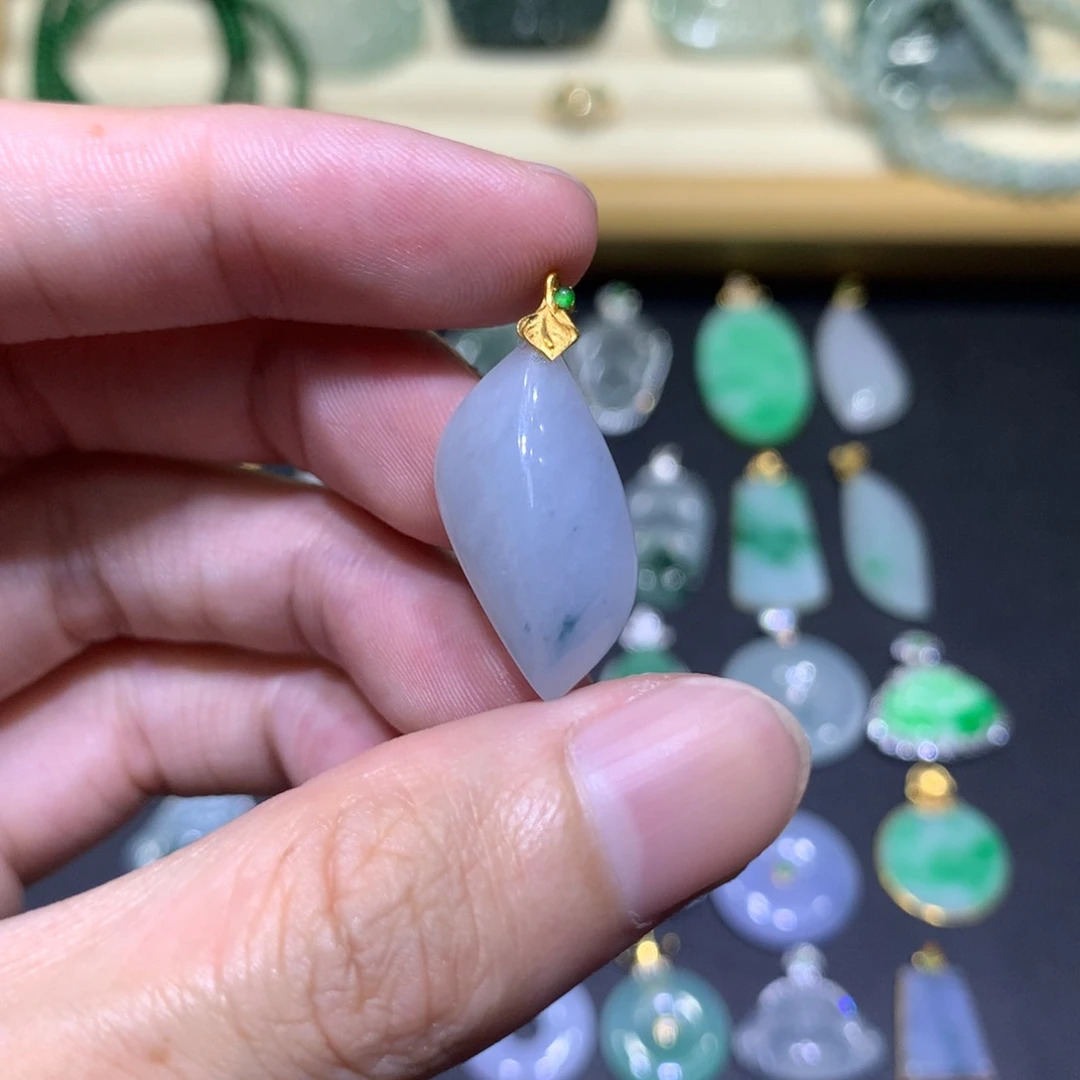 翡翠18K金镶嵌吊坠(不含链)