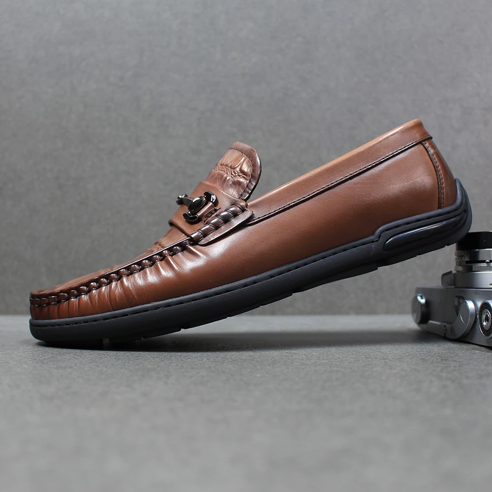 2025新款男鞋真皮豆豆鞋男一脚蹬乐福鞋男士休闲皮鞋百搭软底鞋子