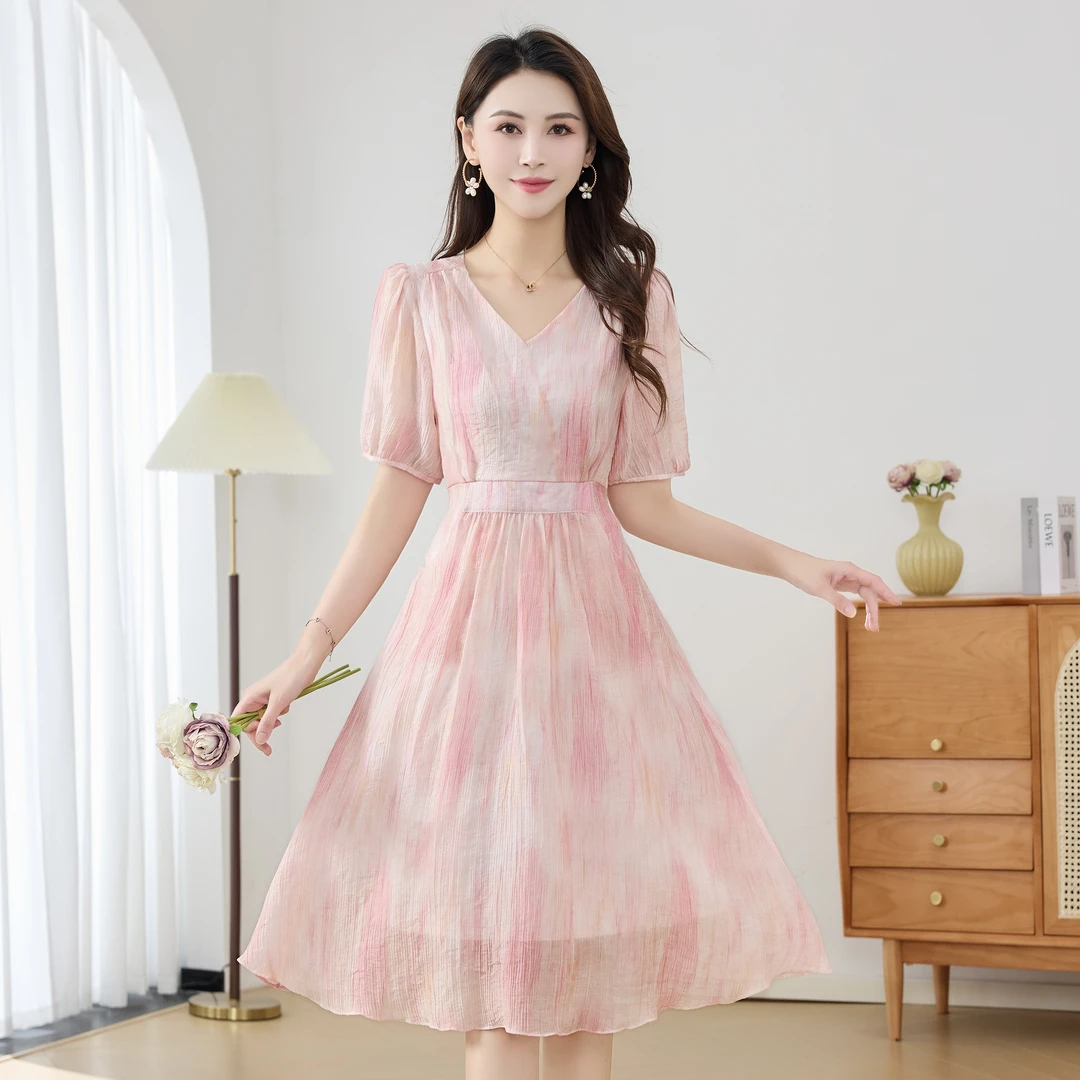 Y1239显瘦气质复古优雅中长款裙子