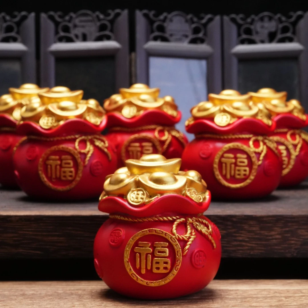 金元宝钱袋树脂工艺桌面摆件创意吉祥物摆设多样性发一