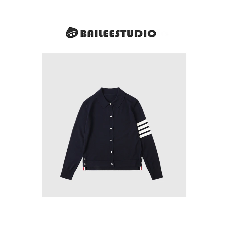 【柏栗良品】纽扣毛衣针织衫简约百搭开衫设计师经典开衫2582