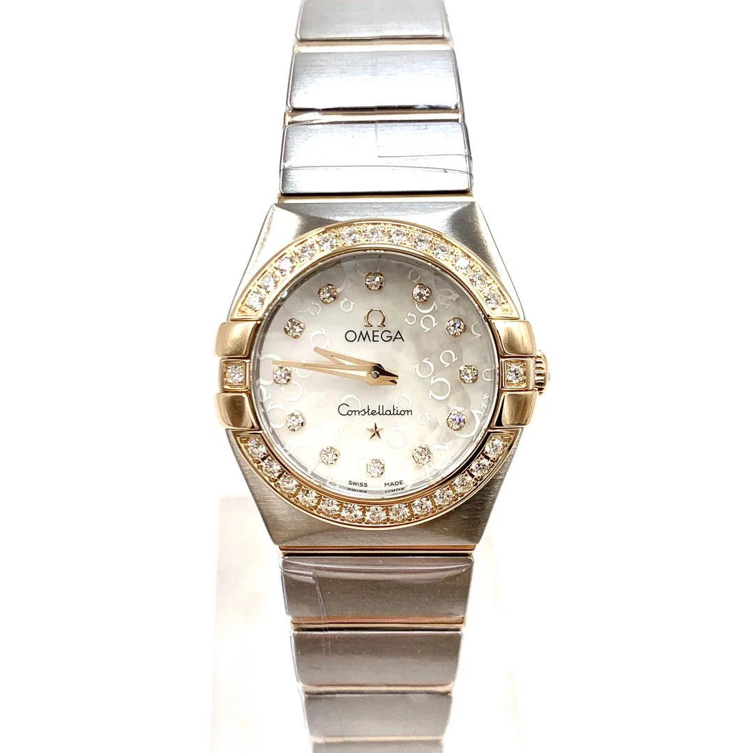 99新 Omega/欧米茄 星座/间金原镶钻/石英/表径24mm/原钻/女表