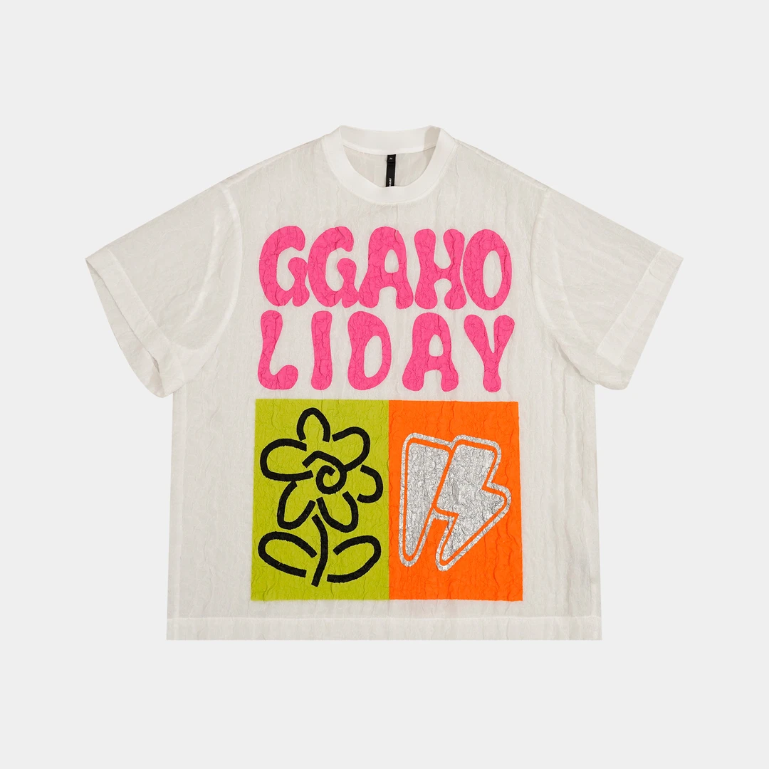 GGAHOLIDAY夏季休闲宽松简约美式纹理薄款百搭显瘦透气T恤-152255