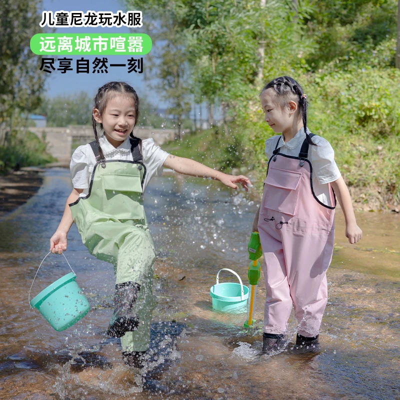尼龙下水裤雨裤透气轻薄涉水夏季背带连体玩沙水服赶海玩沙服