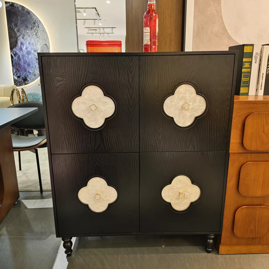 家居四叶草四宫柜法式复古实木储物柜餐厅多功能收纳柜玄关柜