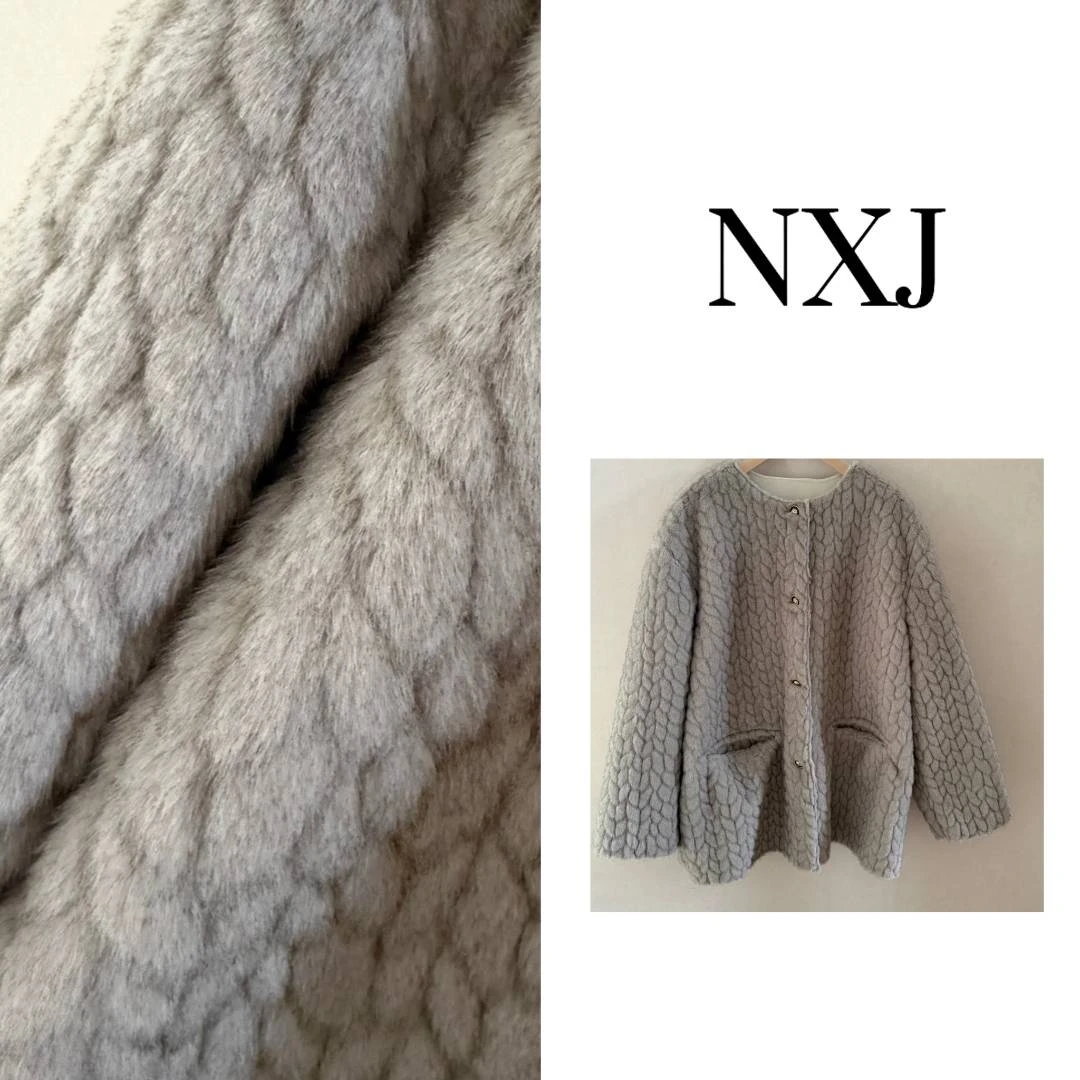 人造皮草 【灰雪狐】微胖大码 编织纹加厚无感外套 251178