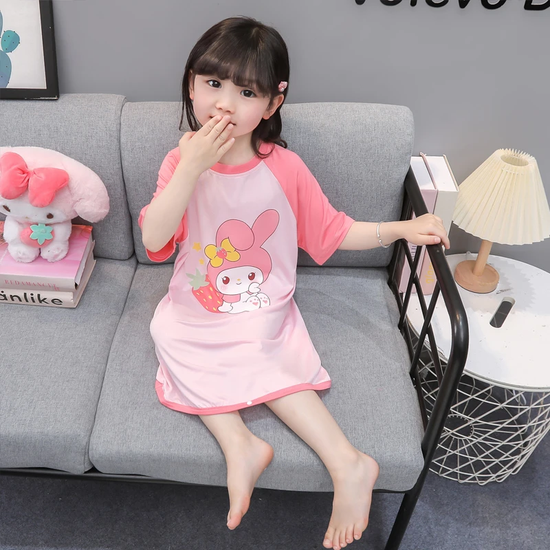 女童睡裙夏款儿童莫代尔睡衣夏季薄款女孩小童裙子甜美公主连衣裙