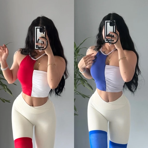 小蒋家_不规则小众运动文胸瑜伽服套装背心撞色聚拢时尚透气内衣