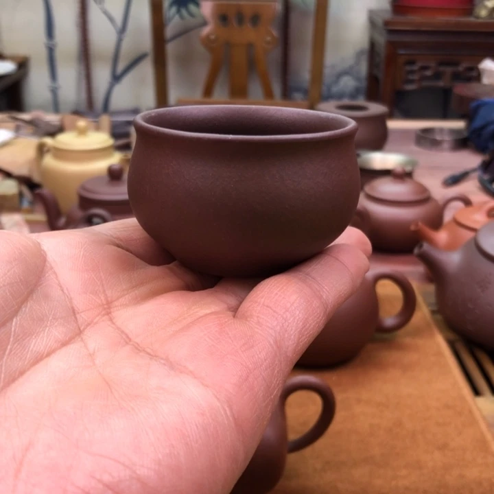 紫砂茶杯老紫泥的客杯