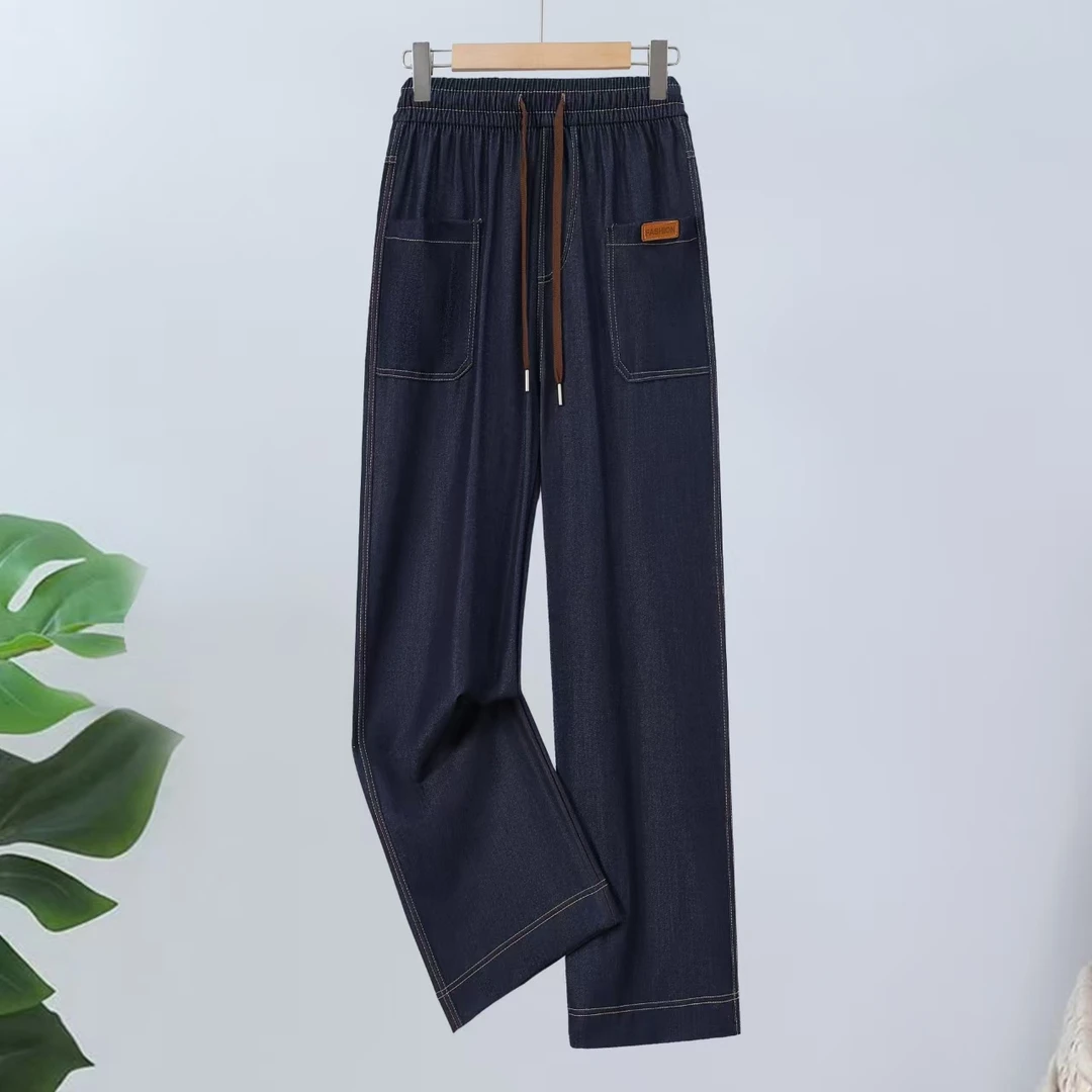 丝滑直筒休闲裤女士2025年夏季新款高腰宽松显瘦薄款阔腿裤子