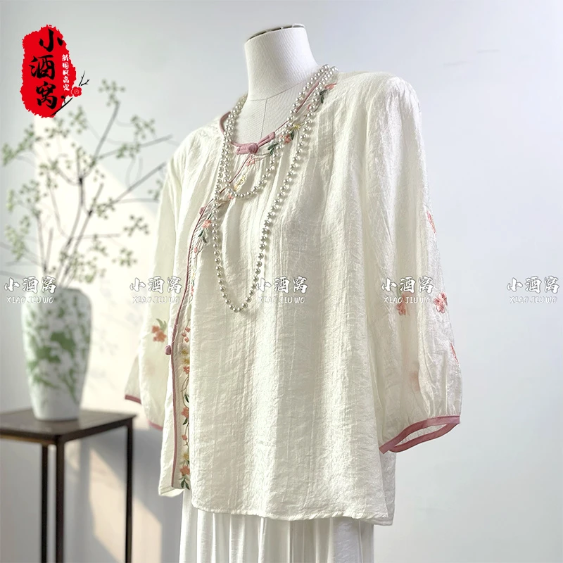 [漱玉词-上衣]小酒窝新国风 新中式时尚气质刺绣上衣-59