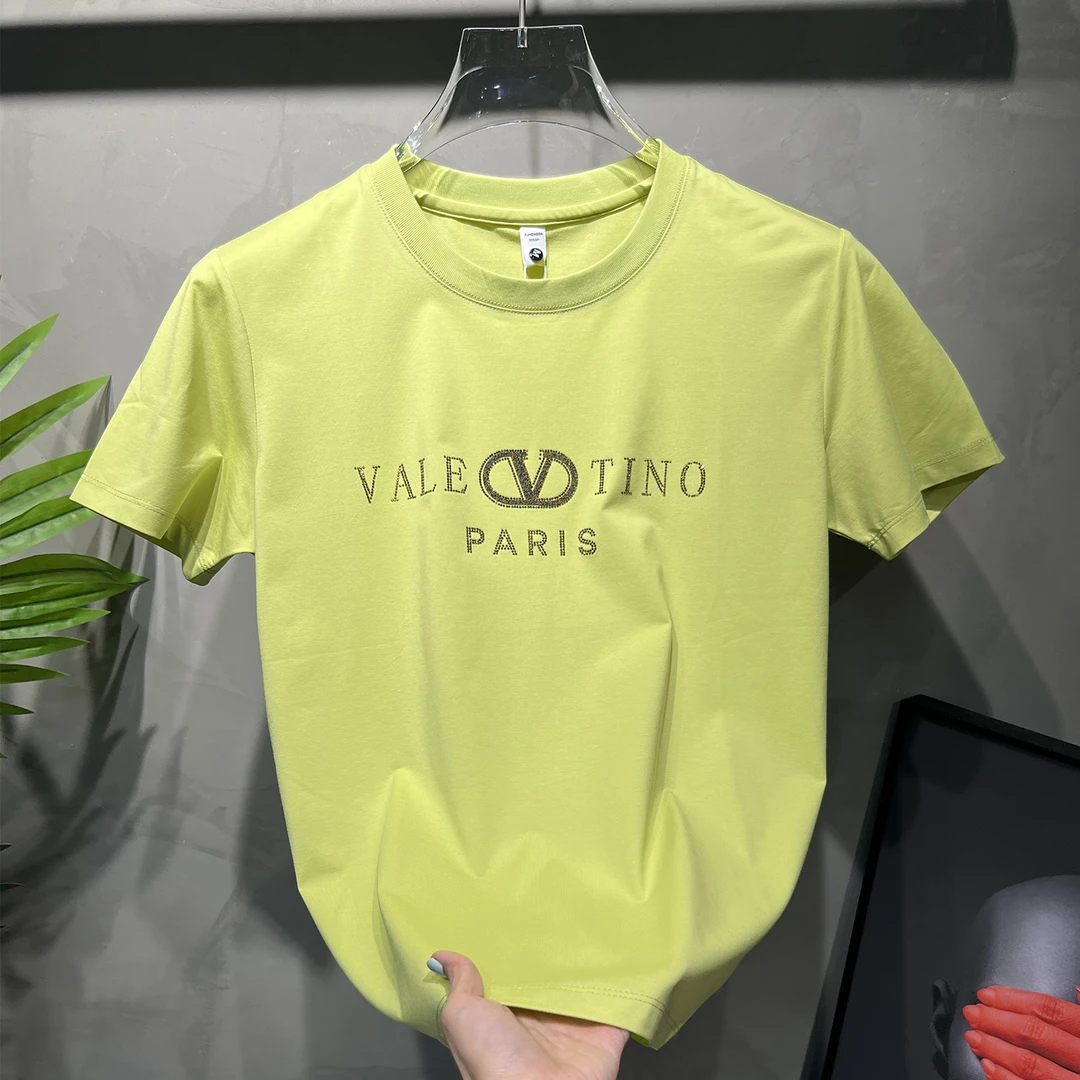 欧洲站2025夏季新款男圆领烫钻短袖时尚百搭半袖大牌潮流T恤上衣