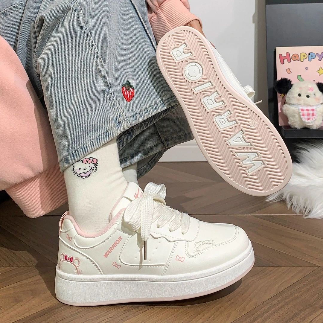 回力加绒kt猫小白鞋女2025秋冬新款厚底保暖二棉鞋百搭初中生板鞋