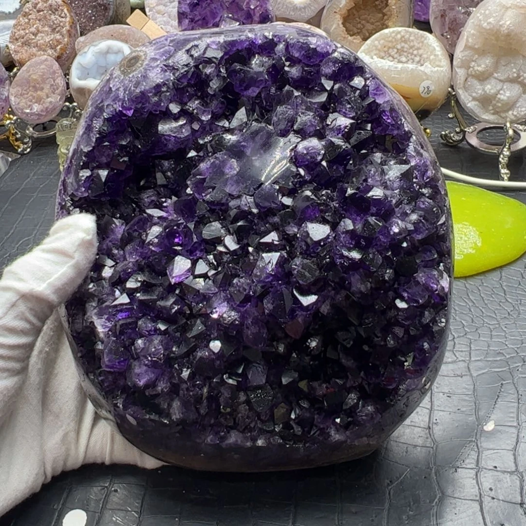 水晶珠宝半成品未镶嵌帝紫大牙带财眼小屏风