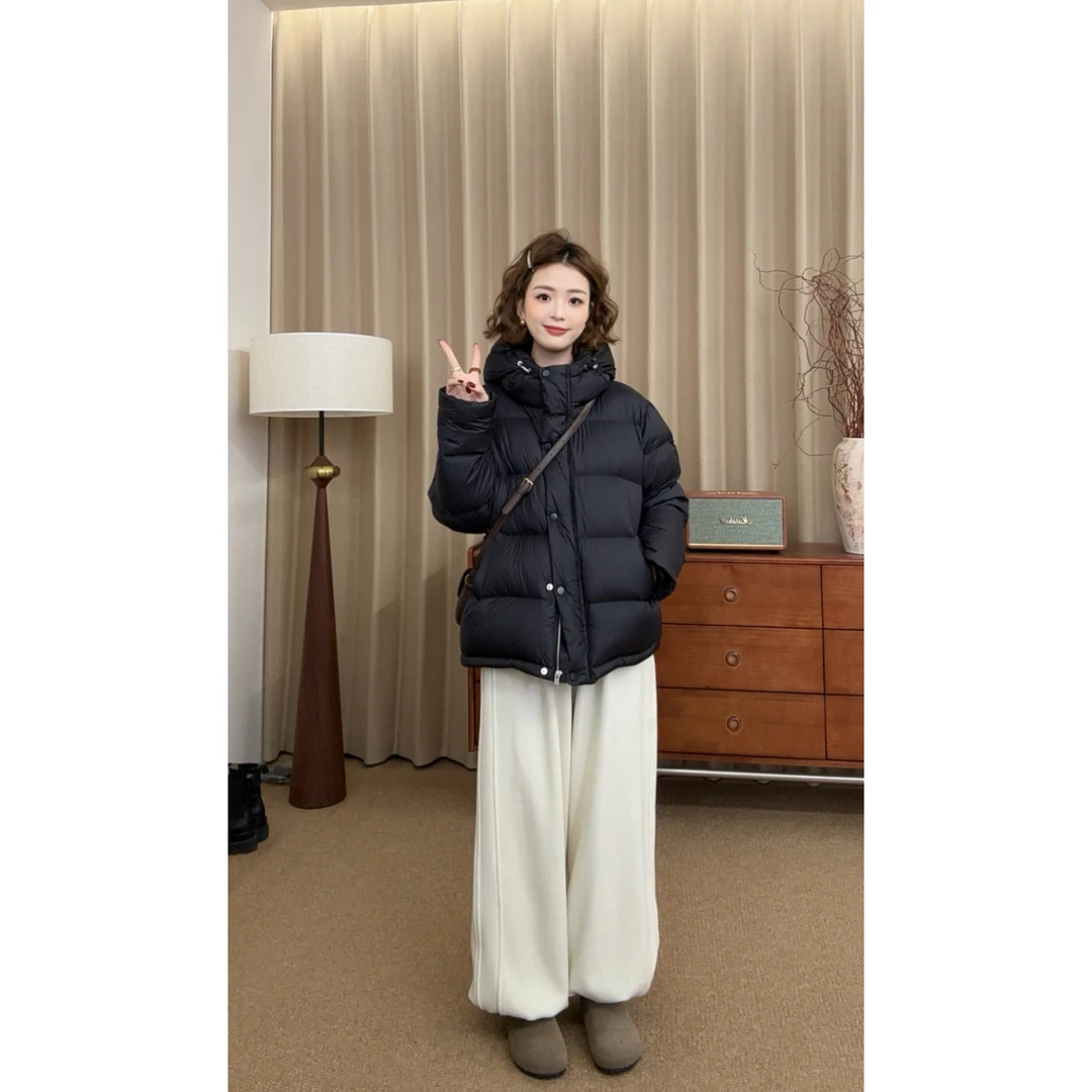 【张小九】云朵泡芙短款连帽面包款新国标90白鸭绒羽绒服Z2146