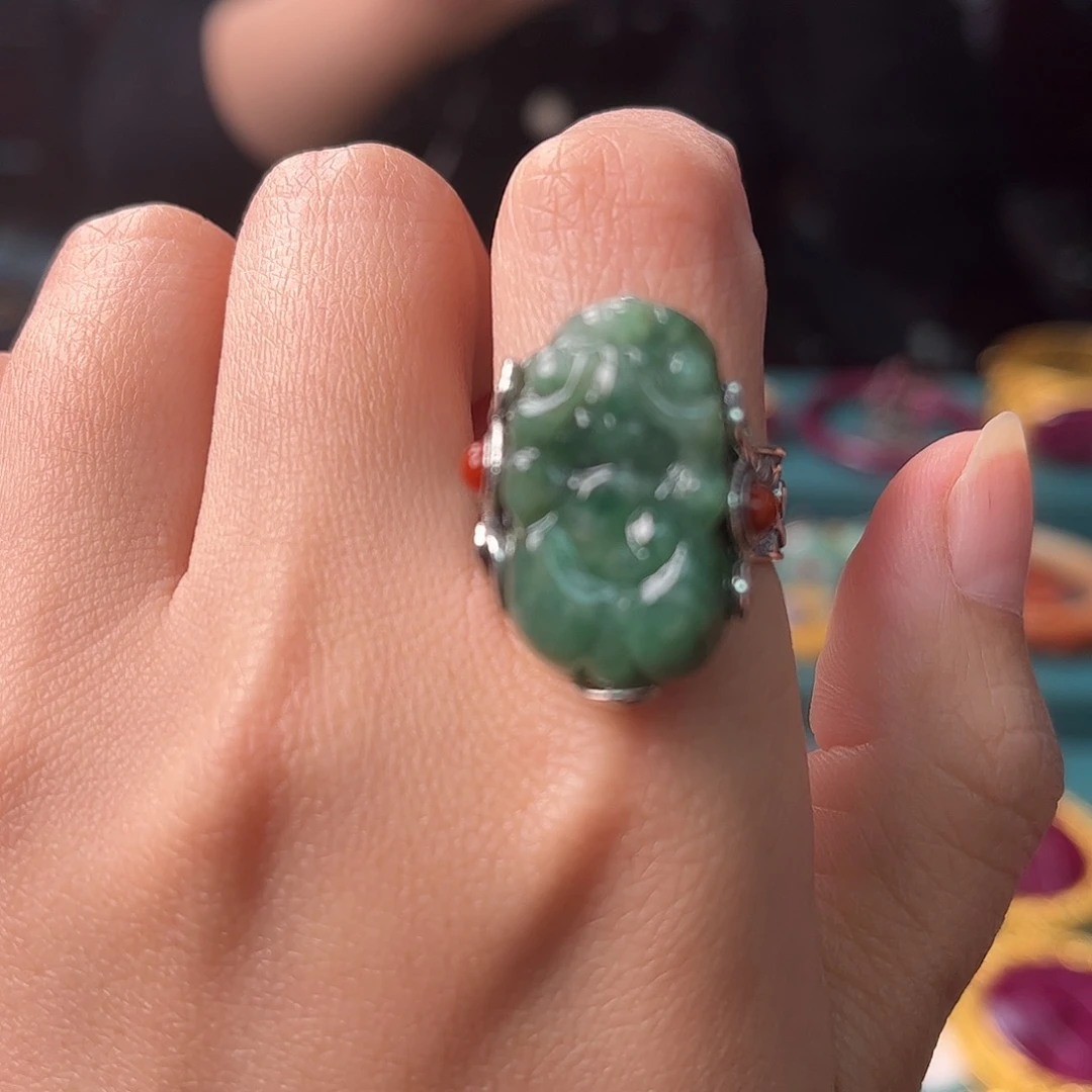 翡翠银S925镶嵌戒指
