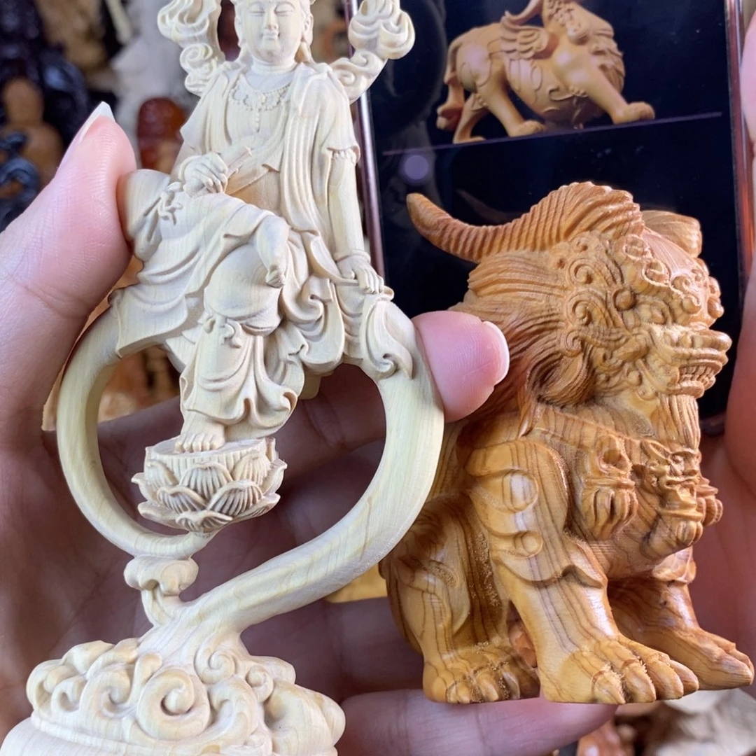 木麒麟黄杨一对，崖柏一只，15自在观音黄杨