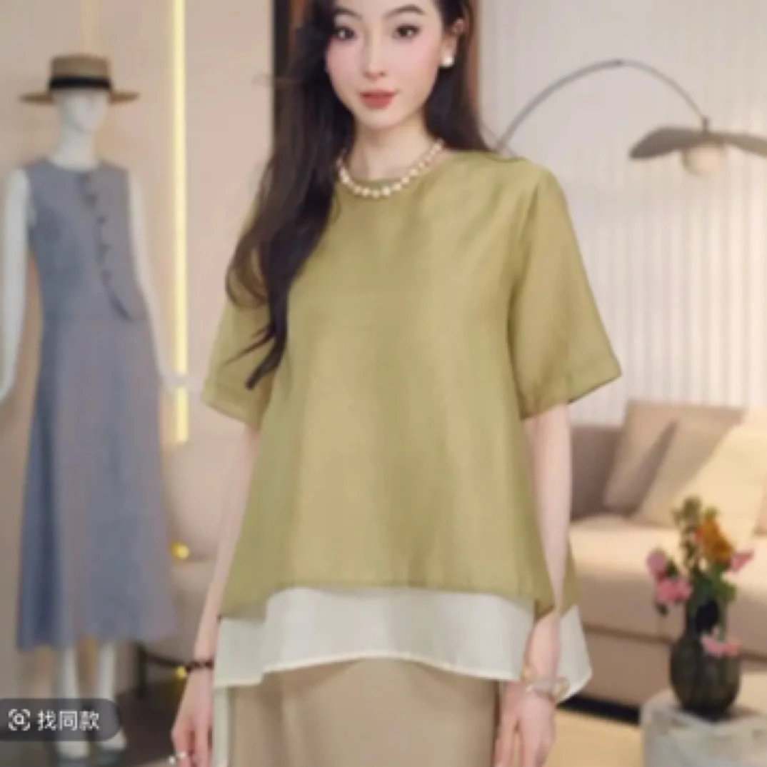 GIRDEAR/哥弟夏季新款时尚简约圆领设计感衬衫休闲显瘦上衣130095