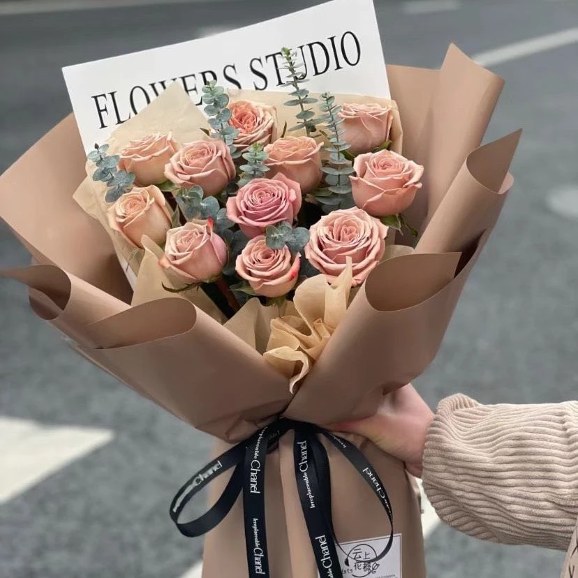 【热卖爆款】11朵卡布奇诺玫瑰花束送闺蜜爱人送老婆生日鲜花生日礼物花店送花上门端午花束