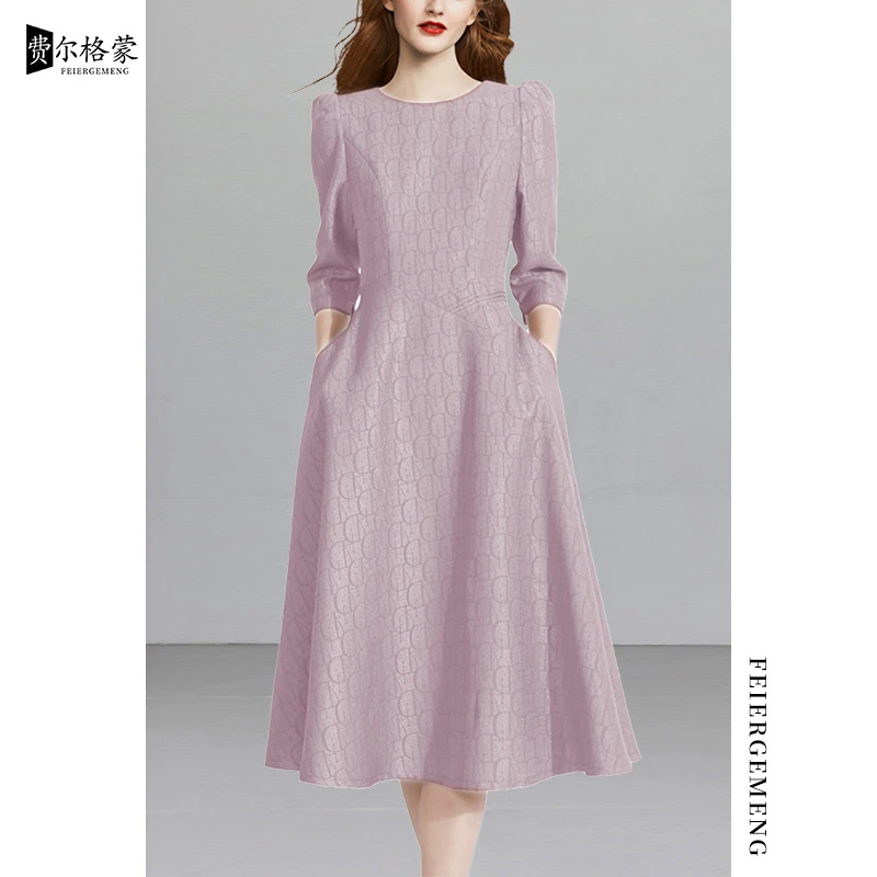 高端气质连衣裙春季长裙新款修身显瘦时尚复古收腰温柔优雅裙子潮