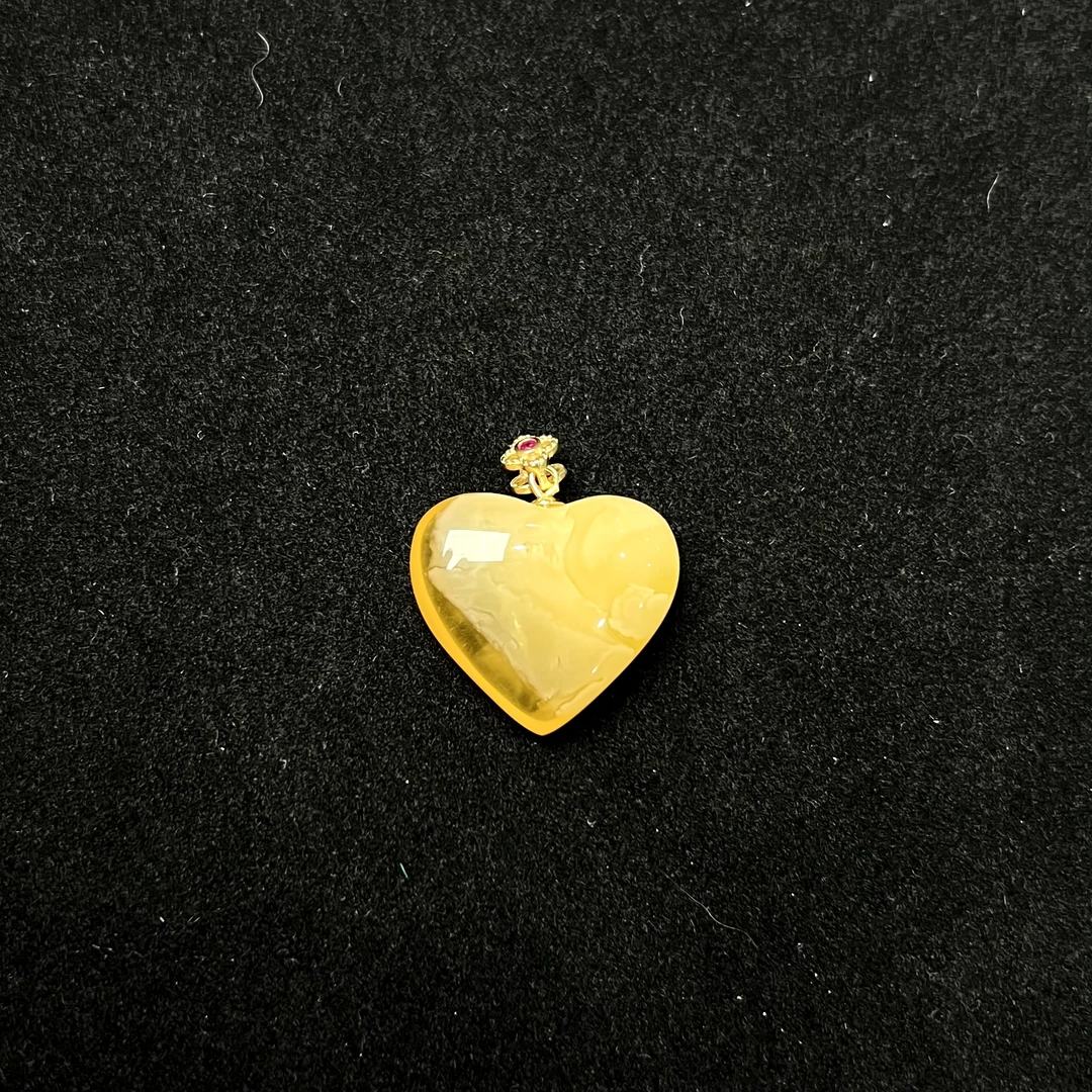 s925蜜蜡爱心吊坠 KT24082106