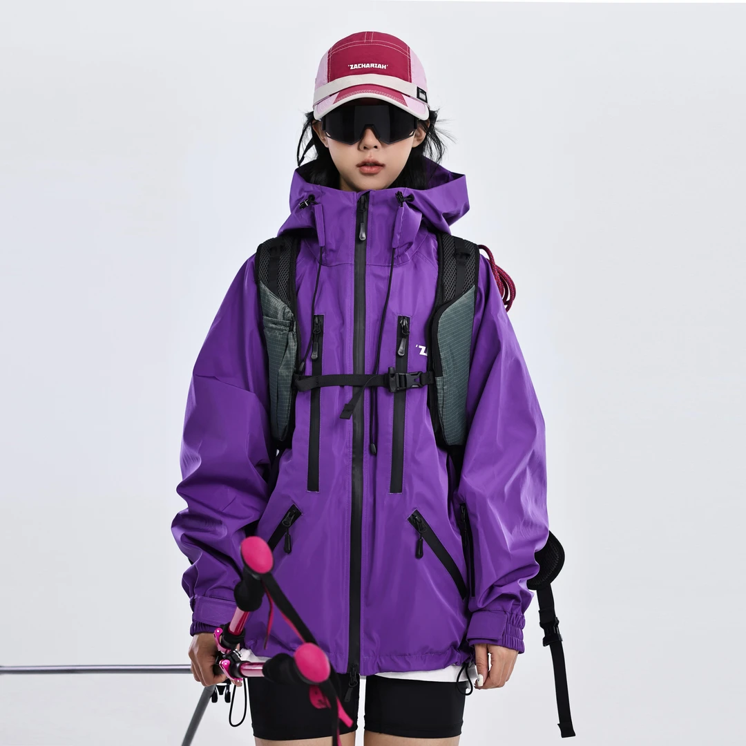ZACHARIAH【寐紫】户外运动抗寒保暖冲锋衣防水透气专业登山服套装