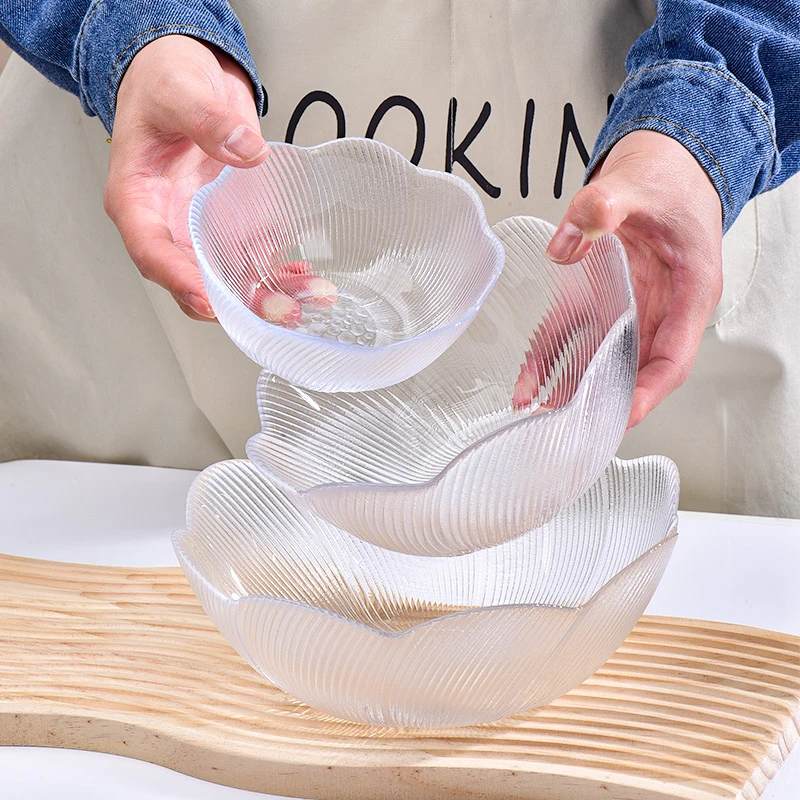 网红家用透明小新清纯色可爱简约大号日式欧式创意碗玻璃沙拉碗