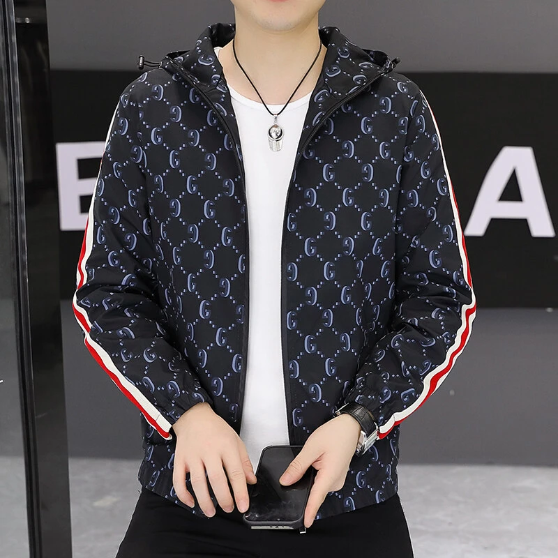 2025春季新品 男士连帽夹克 印花潮流帅气休闲加大码外套上衣