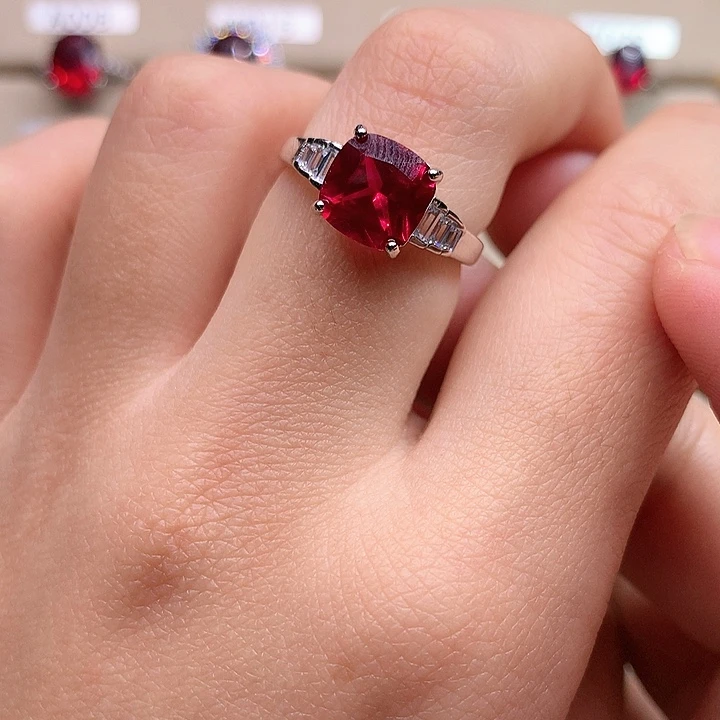 红宝石银S925镶嵌戒指