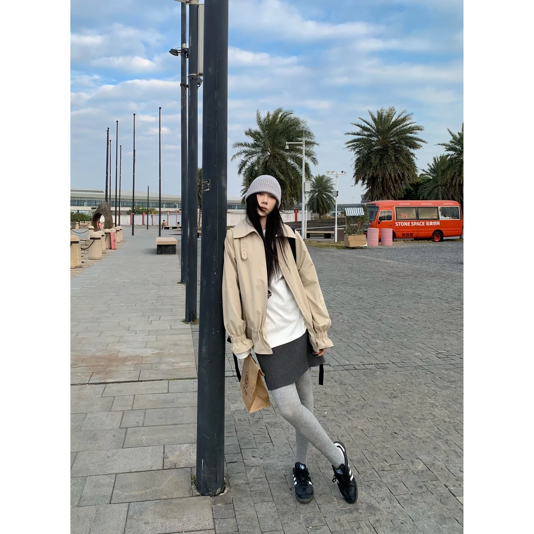 70不是七十【巴黎塞纳】早春翻领手工蝴蝶结宽松百搭夹克短外套