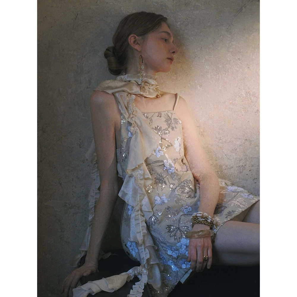 CARIEDO匠艺凝萃 重工珠绣棉麻 吊带上衣