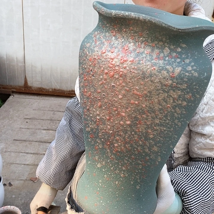 紫砂花盆瑕疵口17高30