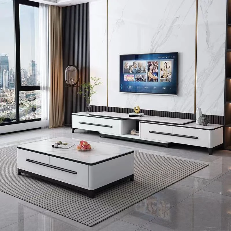 现代简约意式轻奢极简岩板茶几电视柜组合客厅家用地柜电视柜储物