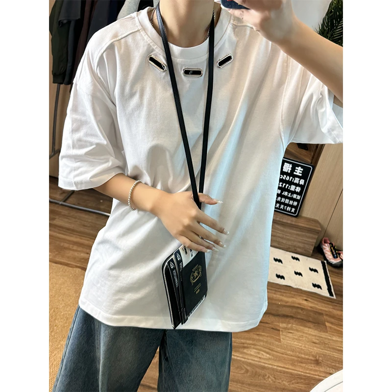 钢标定制款潮流短袖T恤高级感男女同款宽松简约百搭圆领体恤上衣