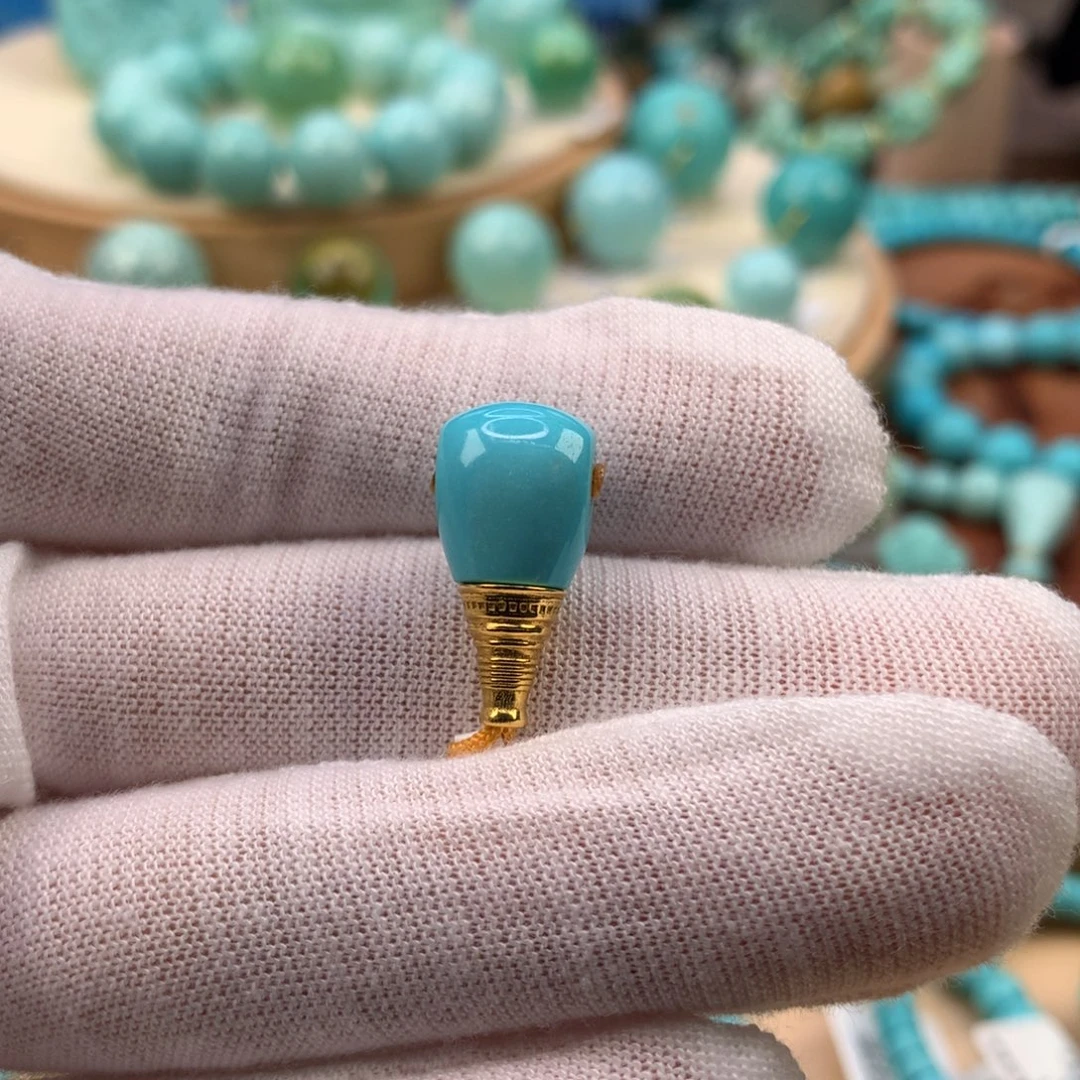 绿松石18K金镶嵌珠宝奇石9.5mm